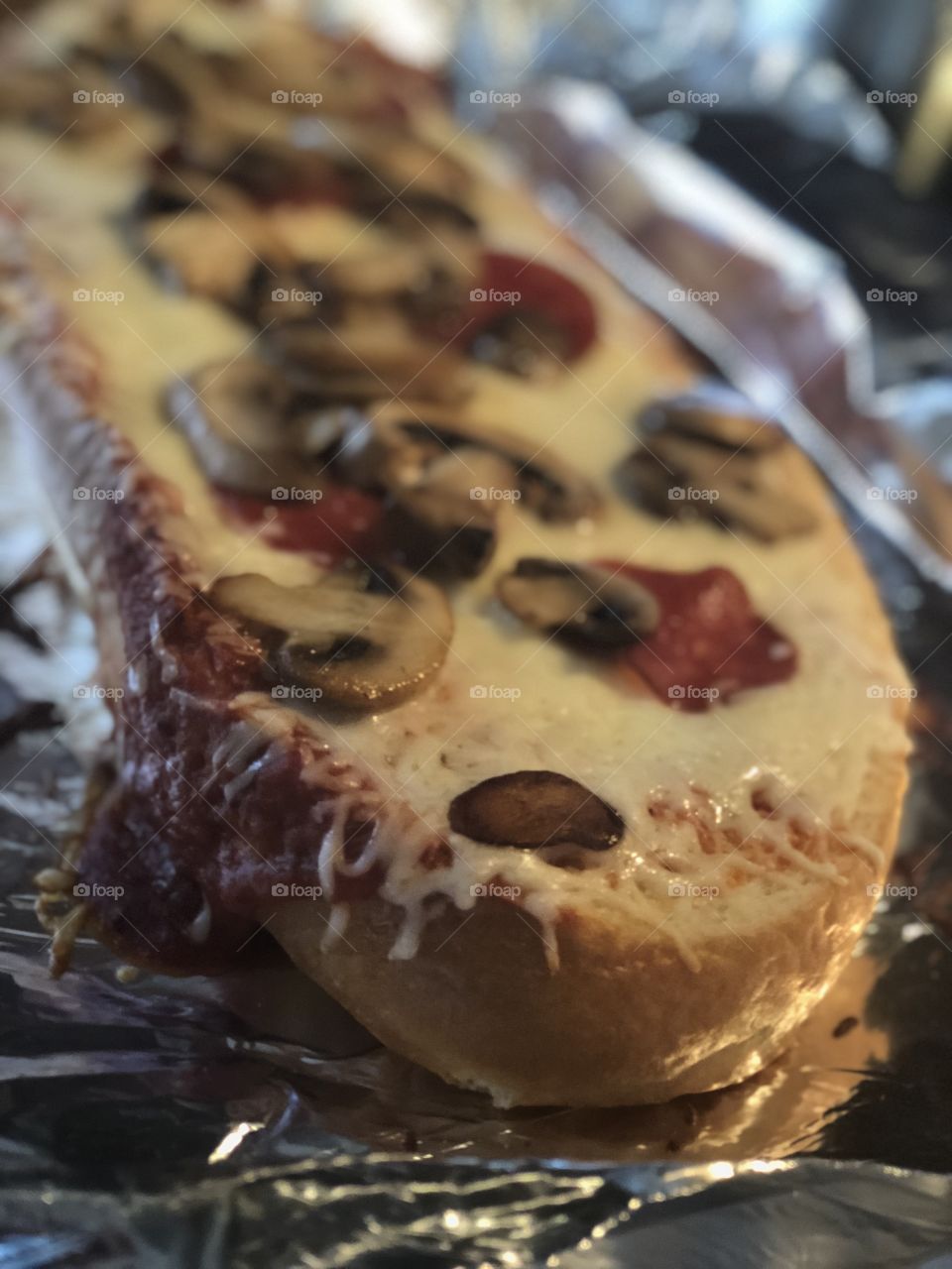 Hot out of the over french bread pizza 