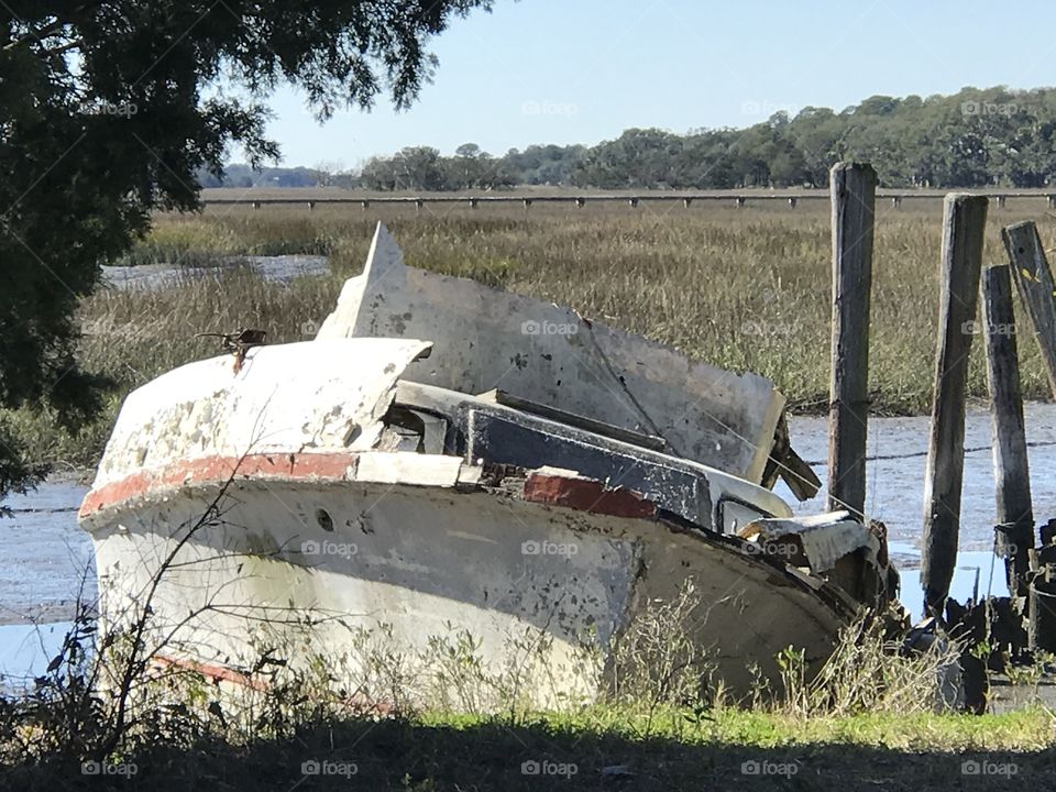 Old abandoned fishing boat 