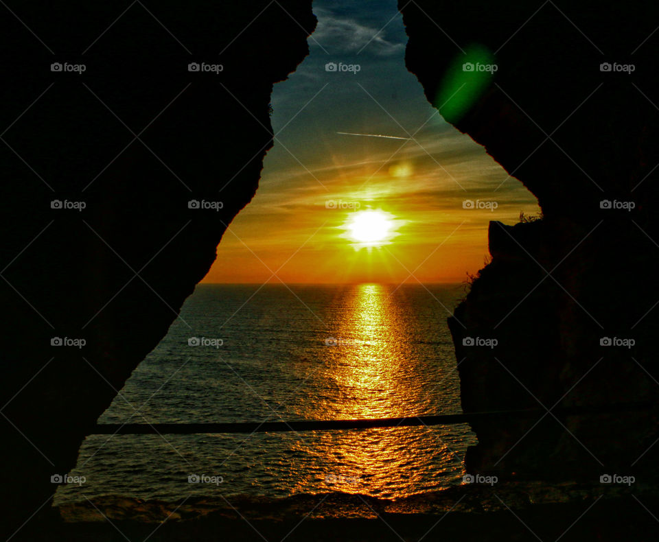 Sunset over black sea. Sunset