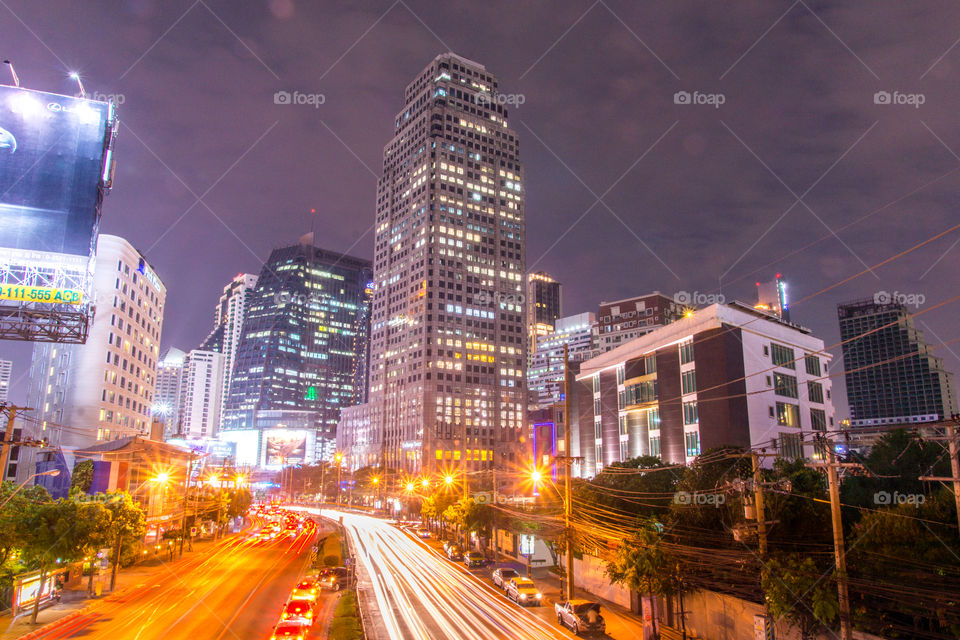 Traffic in Bangkok at night