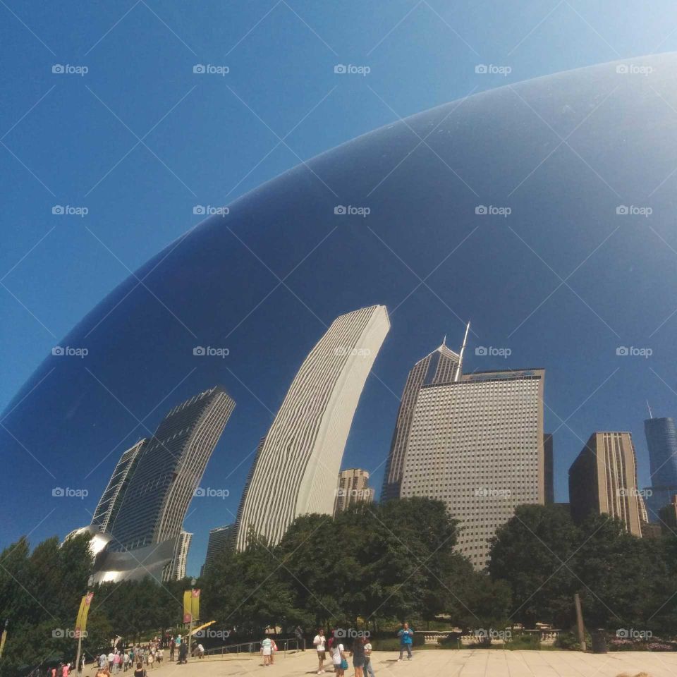 Cloud Gate. Chicago, Illinois is host to this beautiful structure. Many different views are captured from all angles.