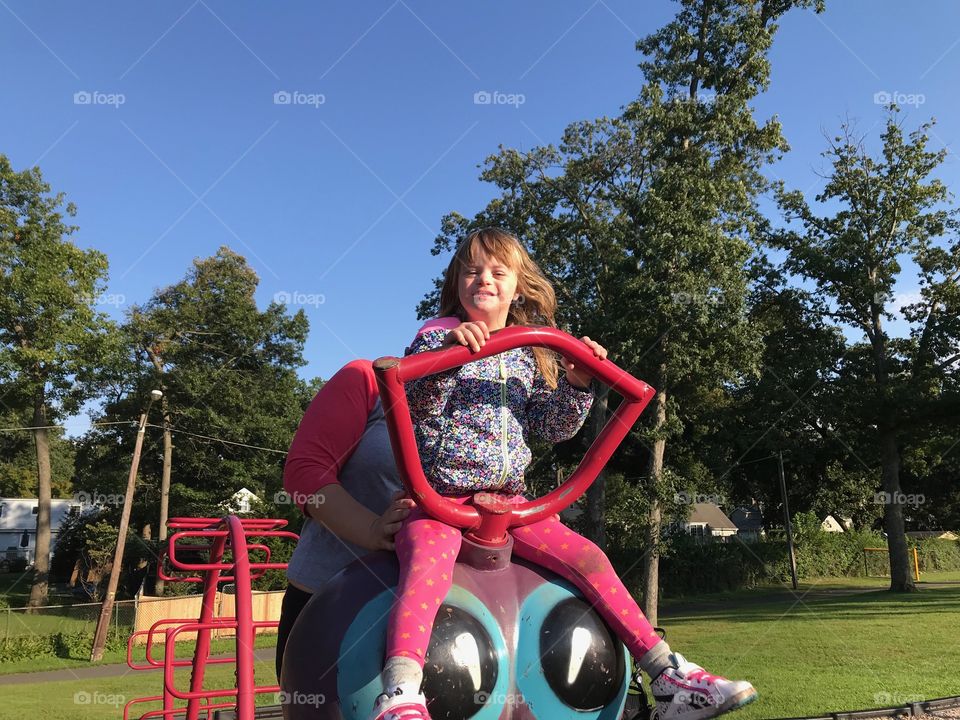 Dow. Syndrome, child , park, play