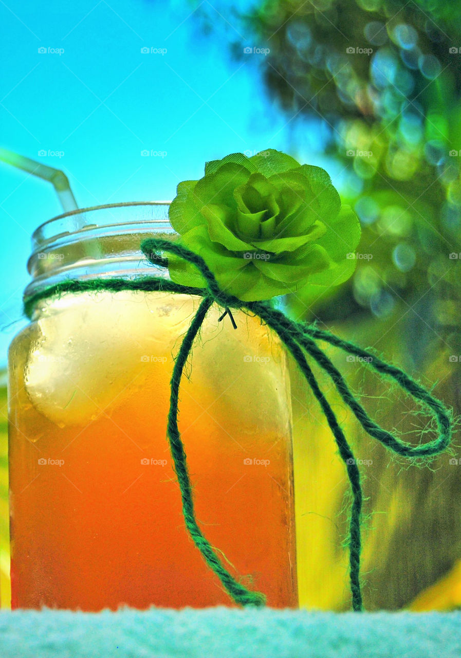 Ice tea in a mason jar