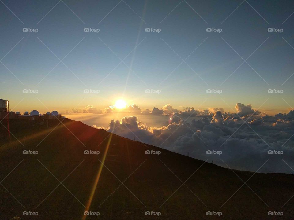 Views from Mt Haleakala in Hawaii at sunset
