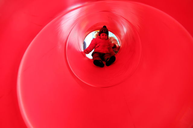 The first descent from the children's slide. The photo is real, without filters.