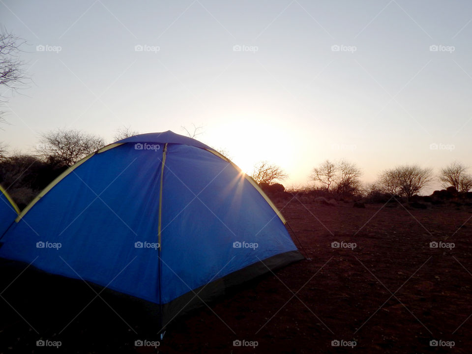 Sunset over tent