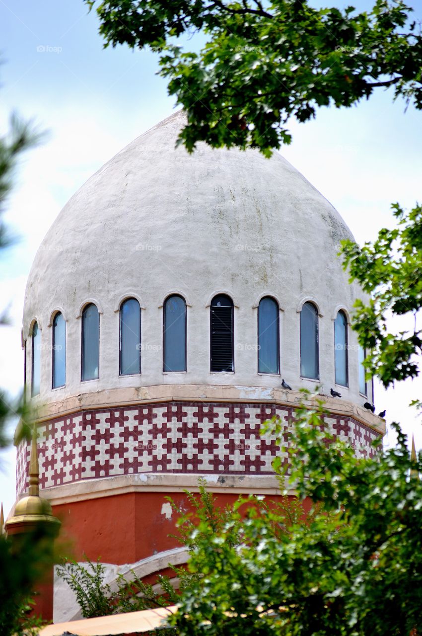 Dome building framed by trees at the Cincinnati Zoo in Cincinnati, Ohio United States