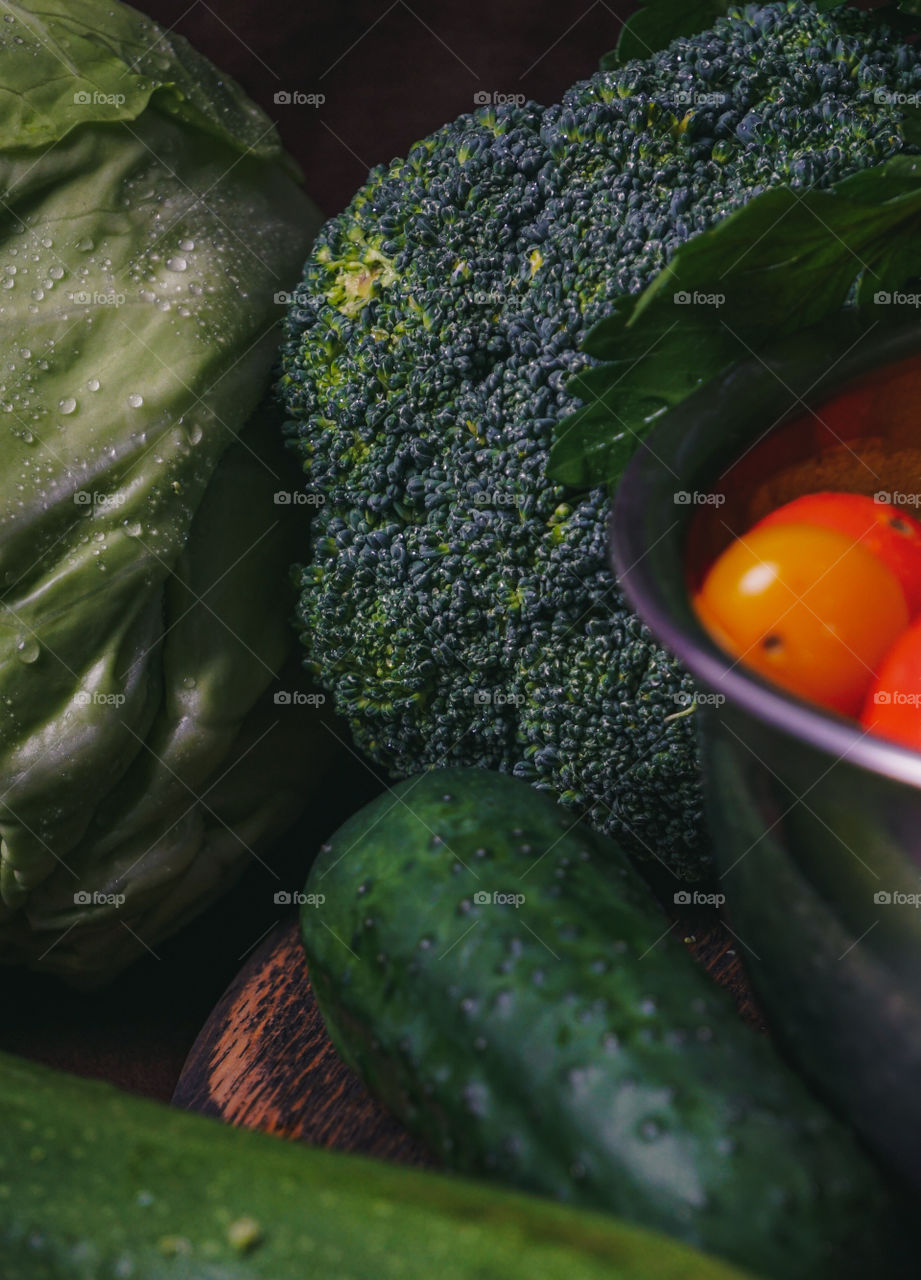 Vegetables on a dark background