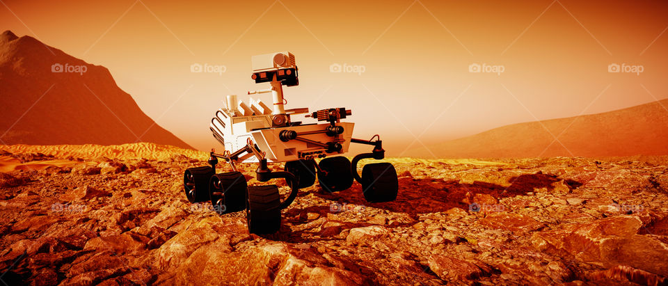 A mars rover exploring the red planet
