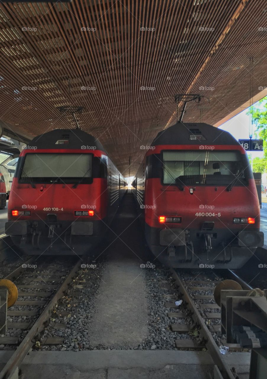 Trains in Zurich station 