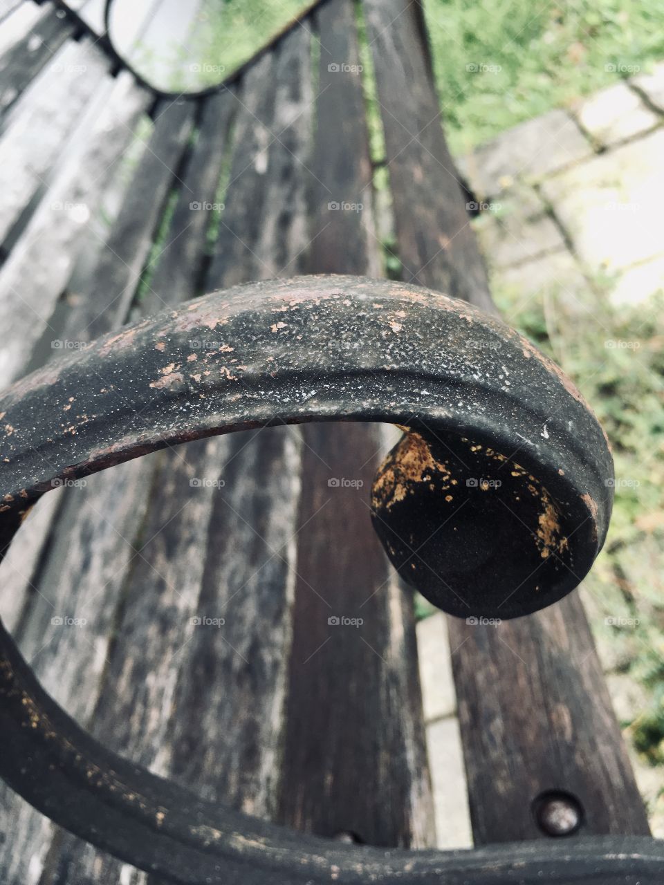 Old weathered wooden bench