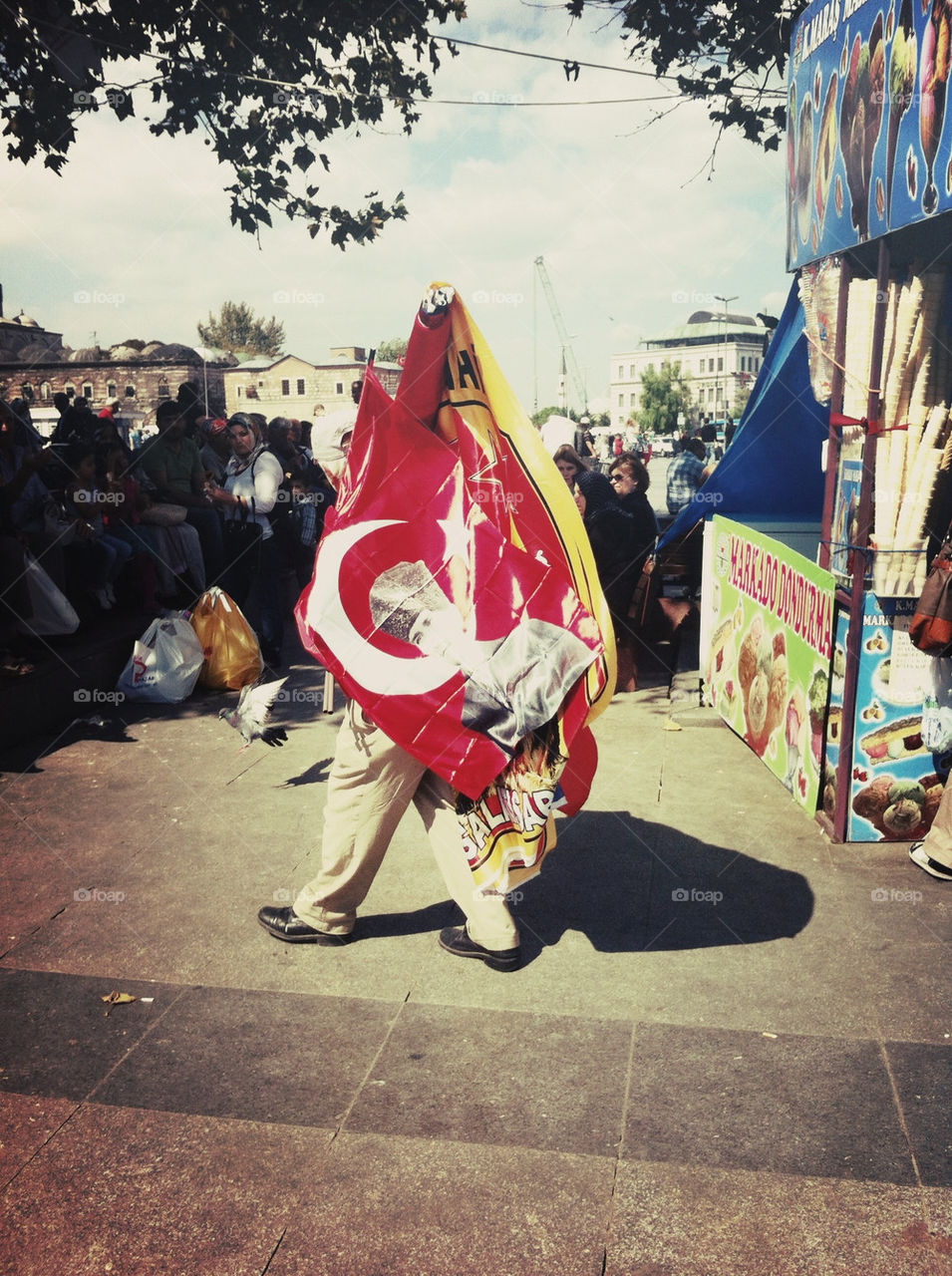 Man with Turkish flags, Istanbul
