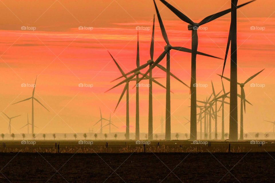 windmills at sunset 2