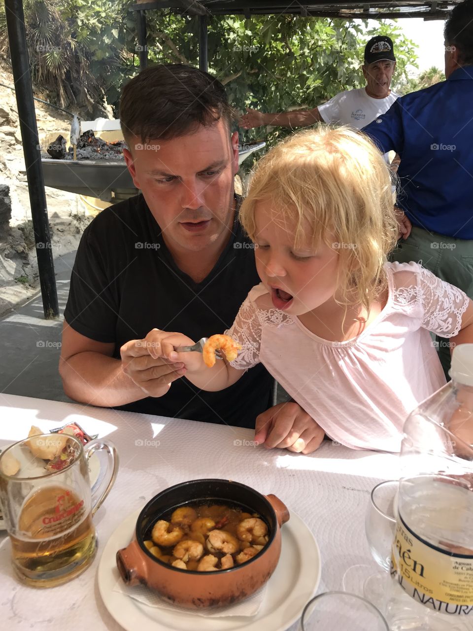 Tasting prawns in Benalmádena Spain 