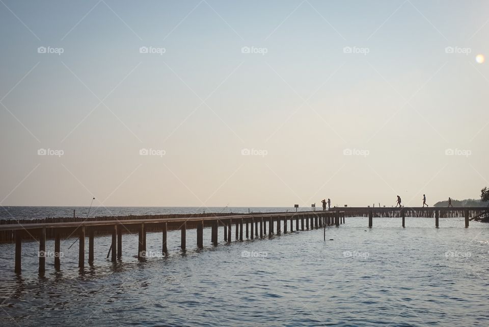 Water, Dawn, Sunset, Beach, Pier