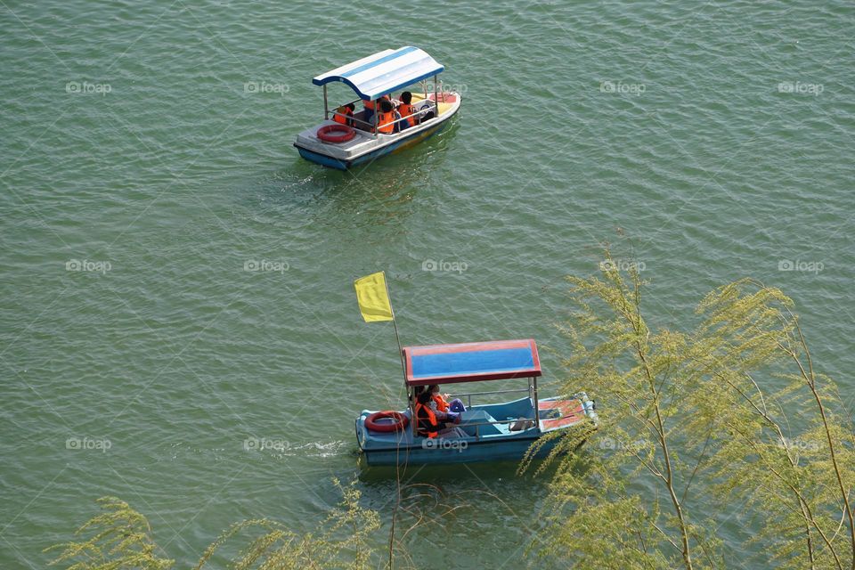 boat in  lake,spring