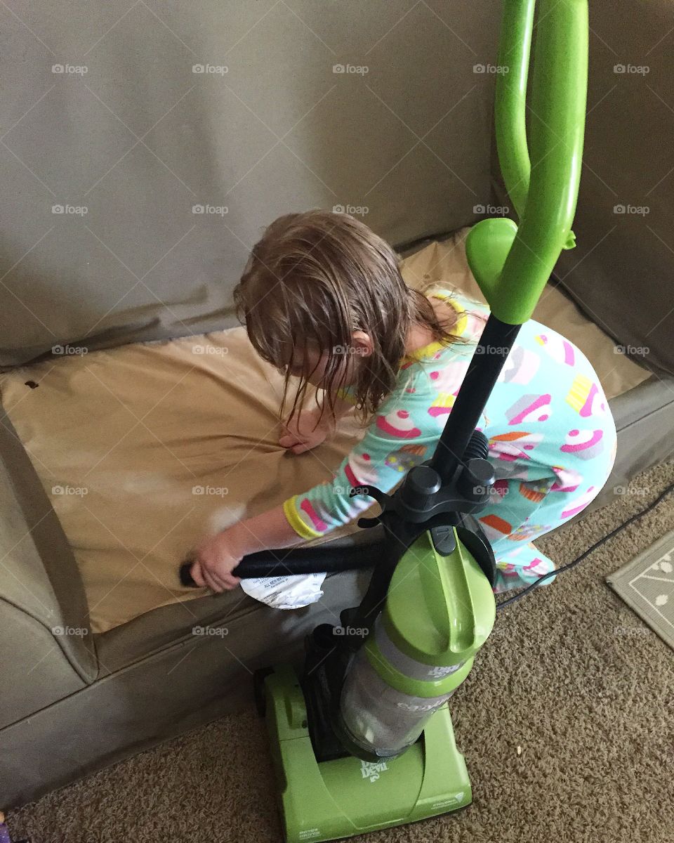 Child doing chores
