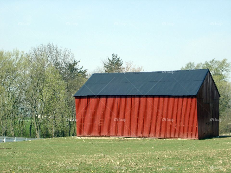 Simple red barn in the Bluegrass