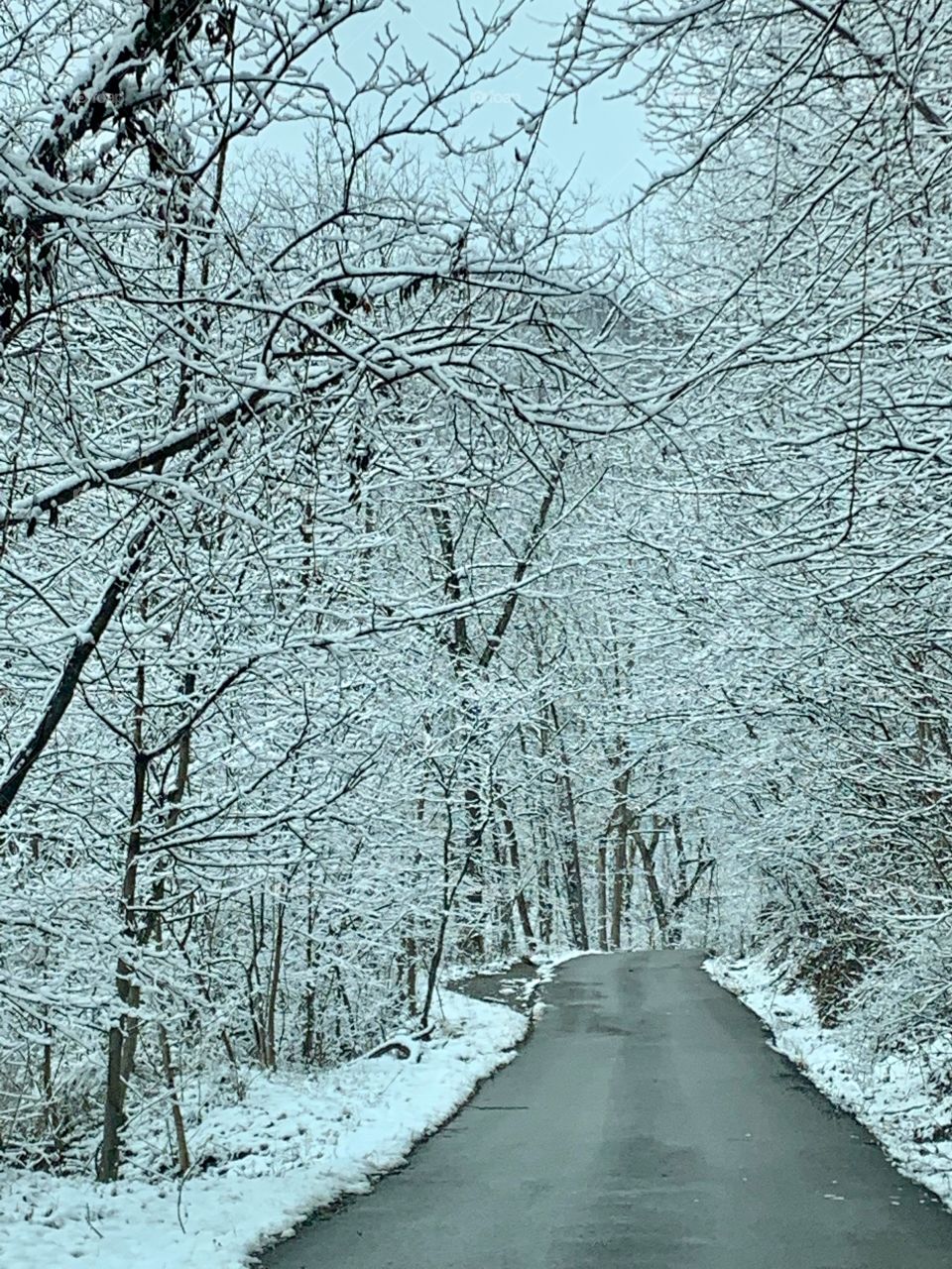 Snowy mountain drive