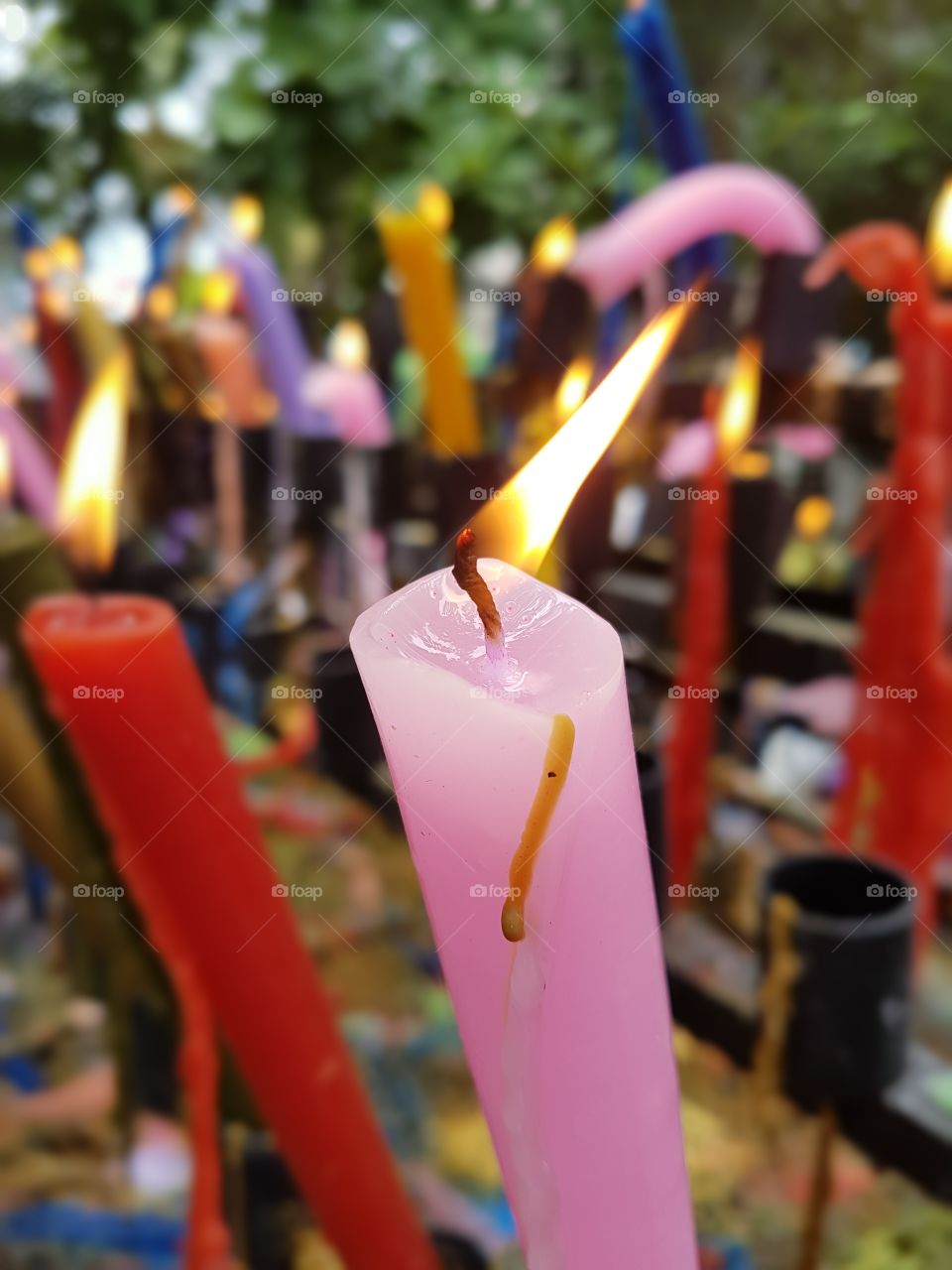 Lit candles at  Simala Shrine in Sibonga, Cebu