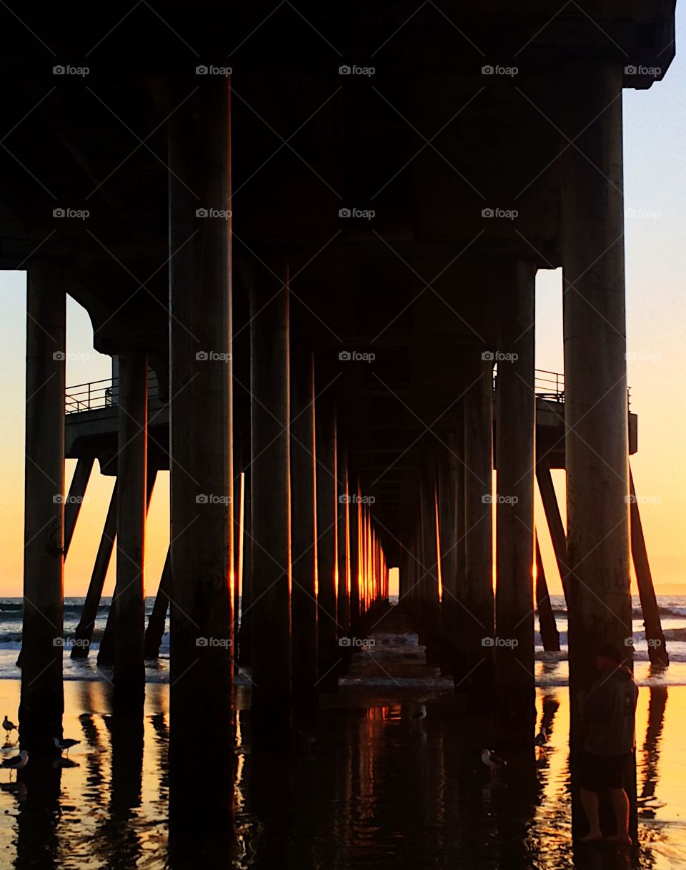 Pier columns and sea