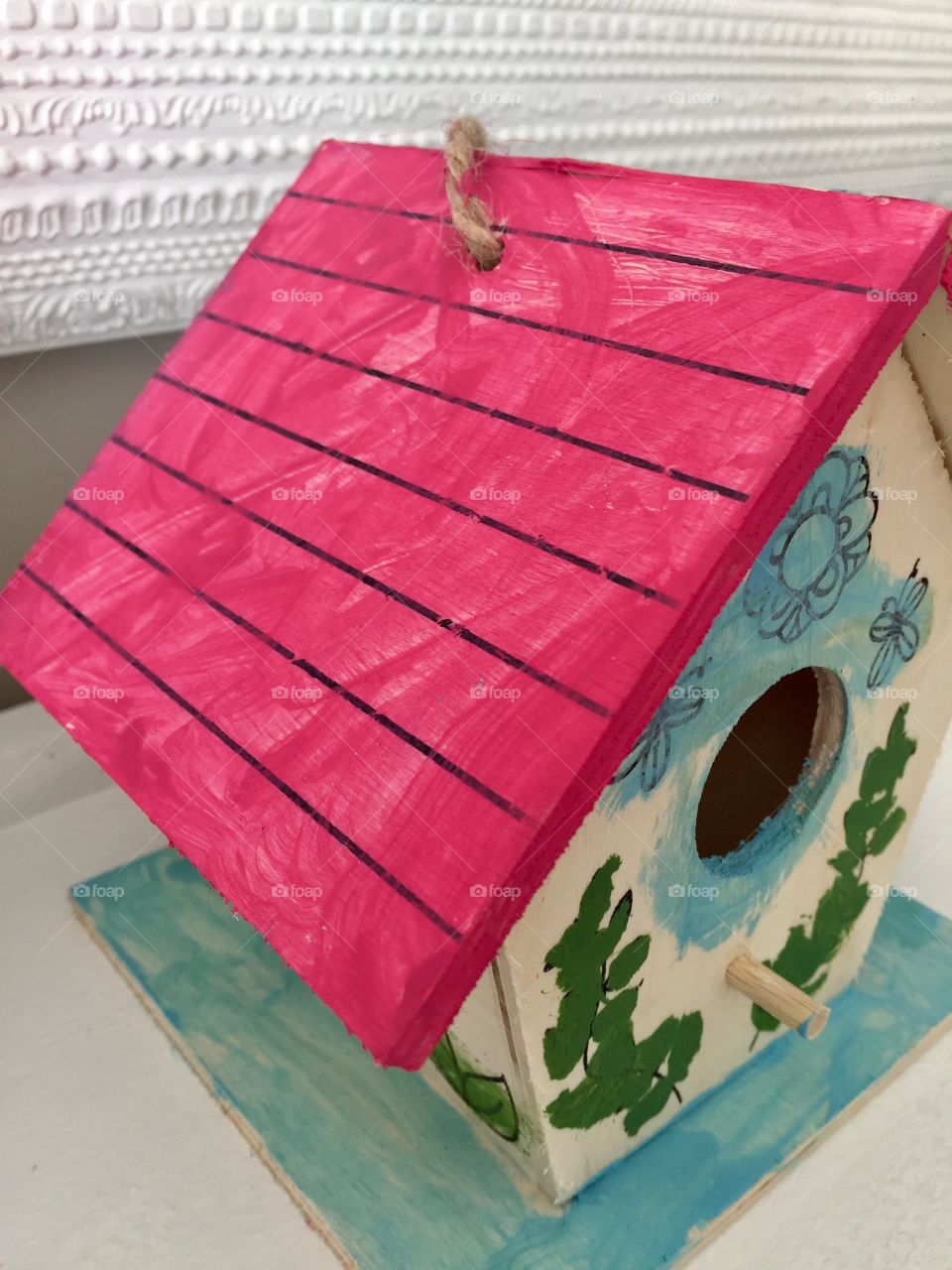 Pink bird house