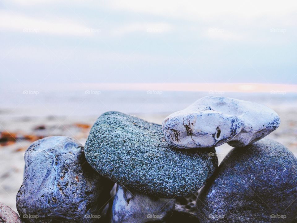 Stone pile on the beach 