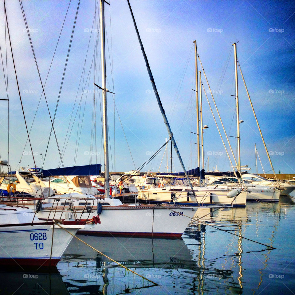 ocean blue boats sea by bogmol