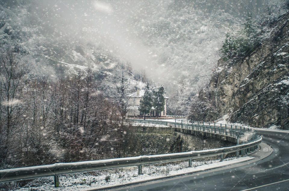 On the road, Winter landscape, Bulgaria