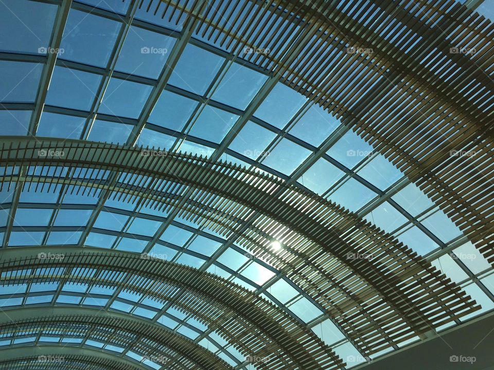 A beautiful ceiling made of skylights 