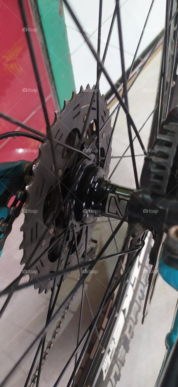 Close-up view of bicycle gear drive from the other side