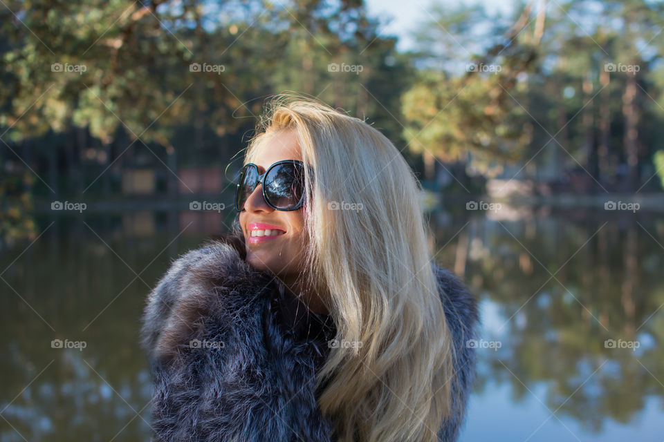 Attractive blonde in a park