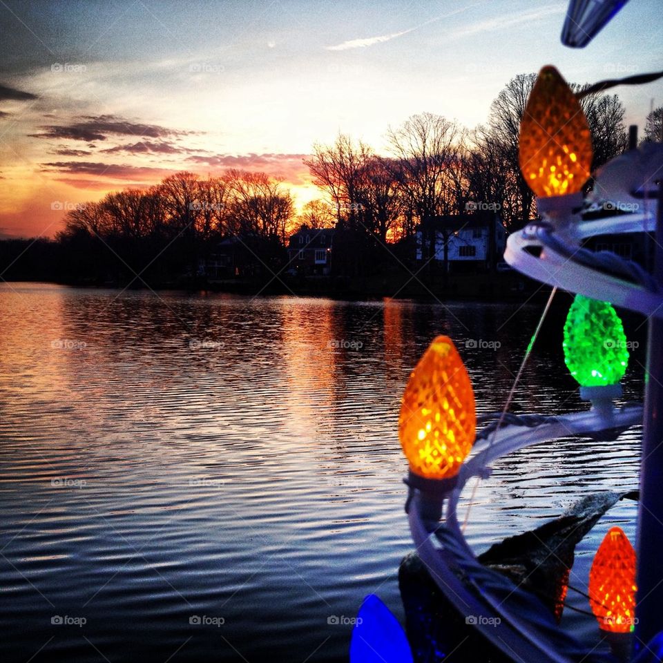Christmas lights on the lake