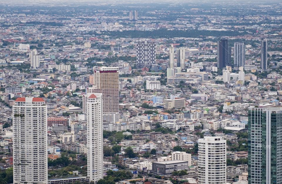 Bird eyes view of Many condominium Resident in the capital city Bangkok Thailand