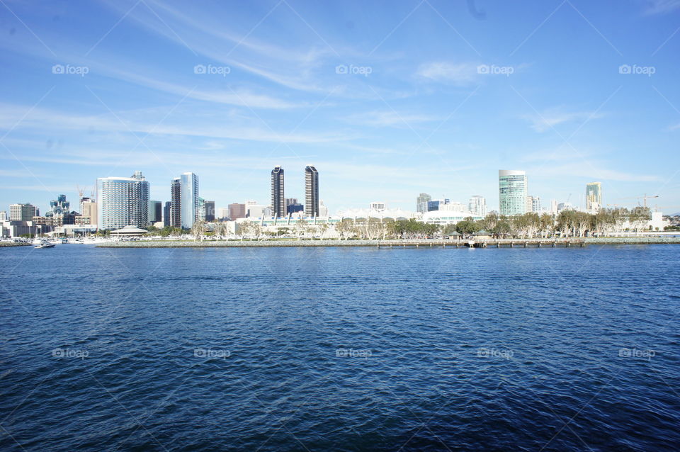 View from the water of Downtown San Diego