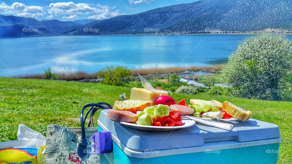 This photo was taken in Prespes Lakes . Big Prespa Lake is among three countries. We organize our picnic in this very area . The view was breathtaking and we admired the mountains, the lake and the sky in one picture!