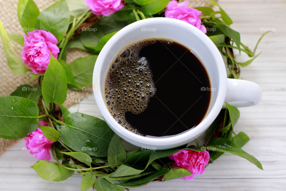 Coffee and flowers