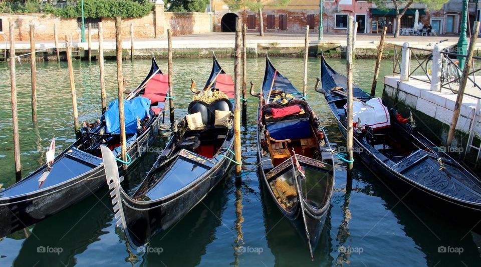 Gondolas at the dock.