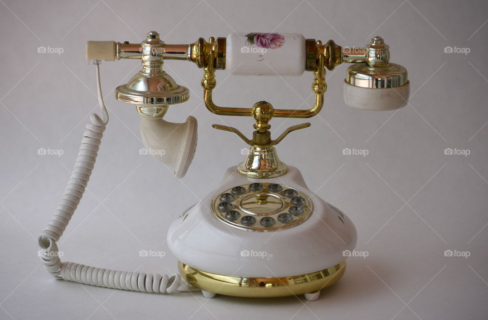 Old Porcelain Corded Telephone