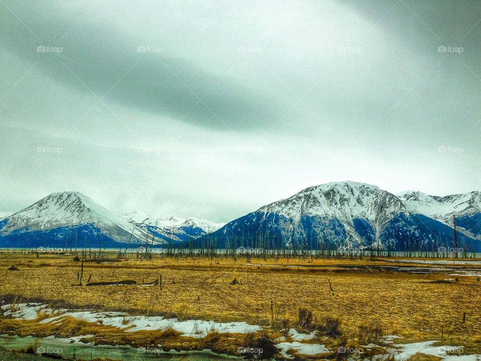 Alaska Landscape . Snow mountains landscape 