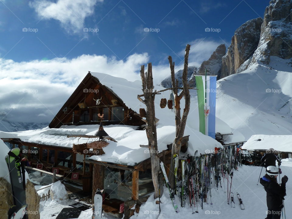 Mountain restaurant in the Italian Dolomites