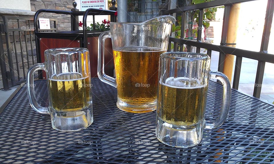 Drinks. A nice cold pitcher of beer on a nice hot day