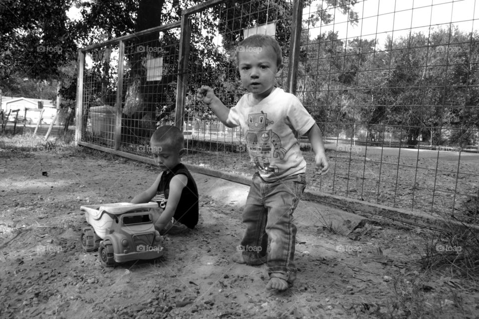 Two children's playing on outside