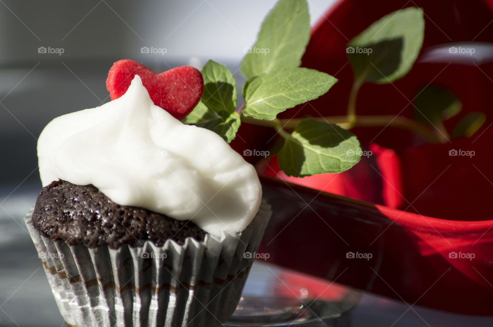 Chocolate cupcake with white vanilla buttercream