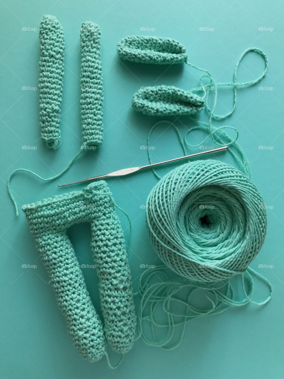 knitting green rabbit process 