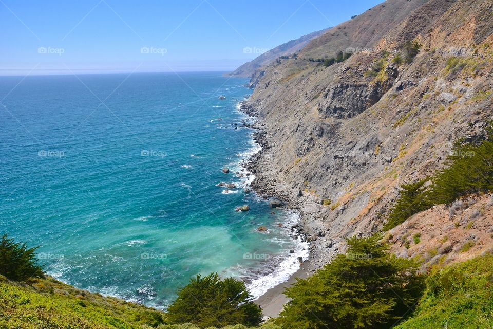 View of sea from the mountain