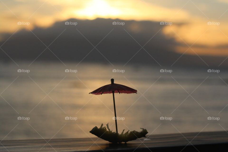 Tropical drink umbrella with pineapple 