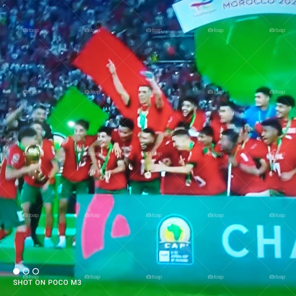 Crowd of football moroccan team the winners.