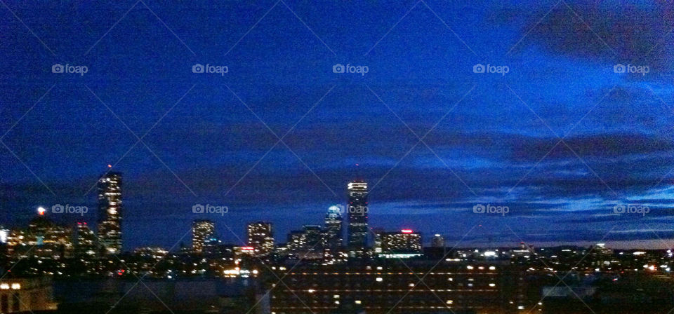 night boston skyline hancock by pixelakias