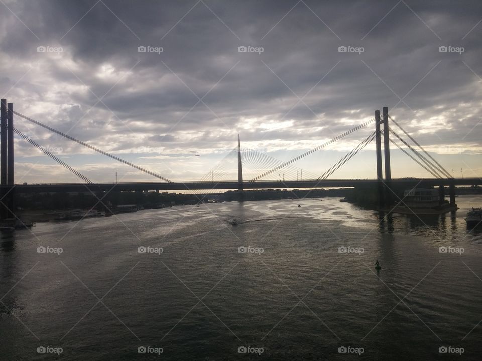 Bridge, Suspension Bridge, Water, Sunset, River